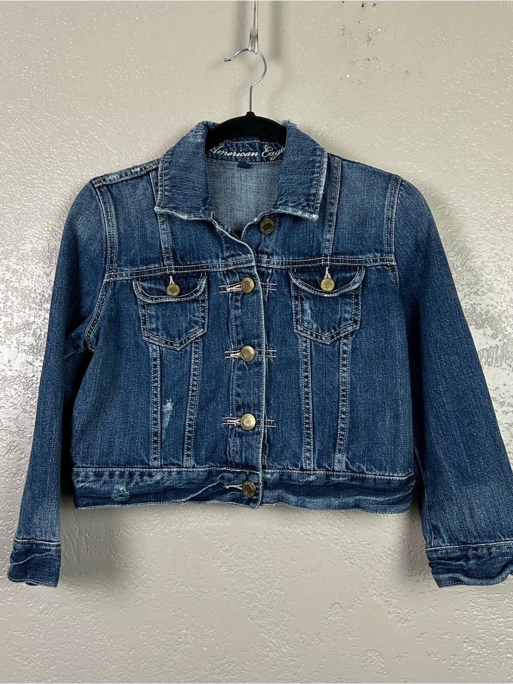 American Eagle Outfitters Dark Blue Denim Jean Jacket